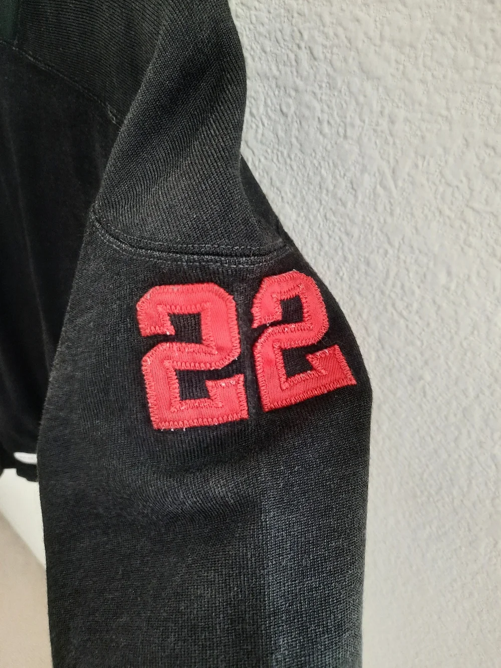 Ralph Lauren Polo Sport Black Short Sleeve V-Neck Shirt with Red Number 22